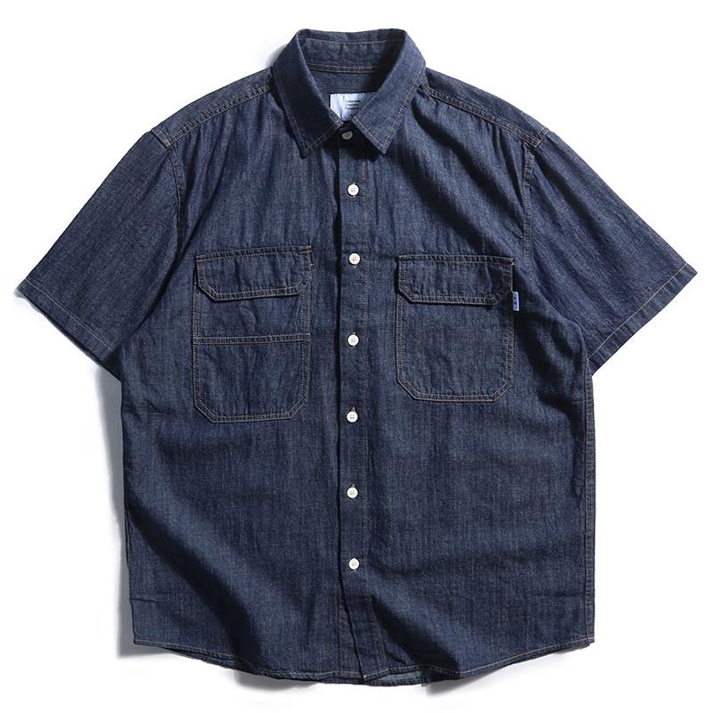 Streetwear Brand Japanese - Kemeja Denim Pria Longgar Gaya Jepang