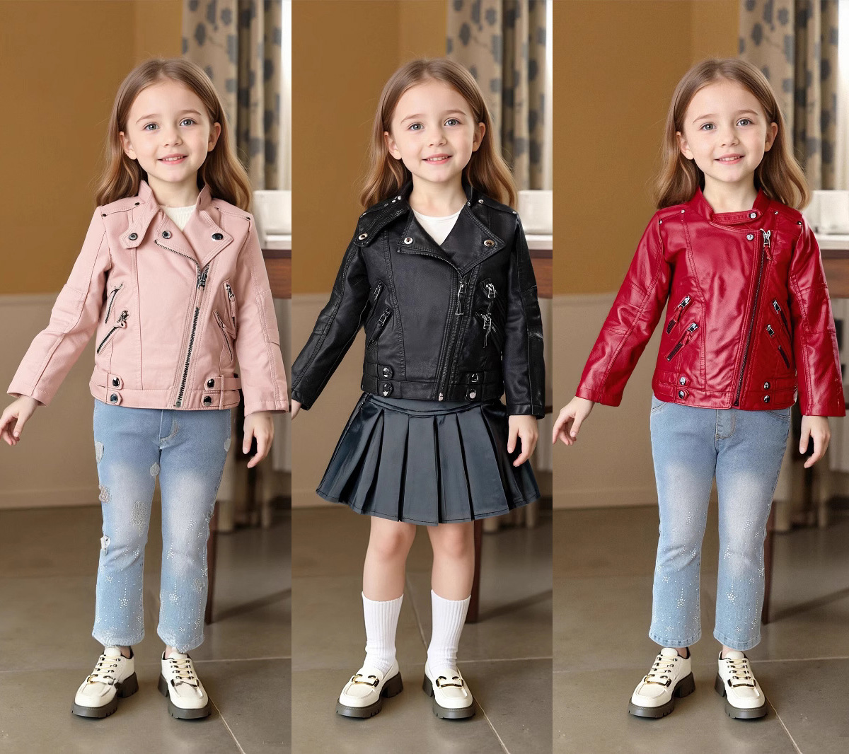 Jaket Kulit PU Anak Perempuan  - Streetwear Brand With A Logo ulasan dan harga