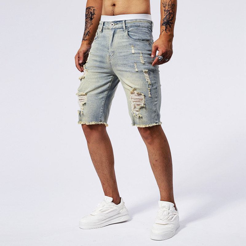 Celana Pendek Denim Robek Pria - Streetwear Brand Fashion ulasan dan harga
