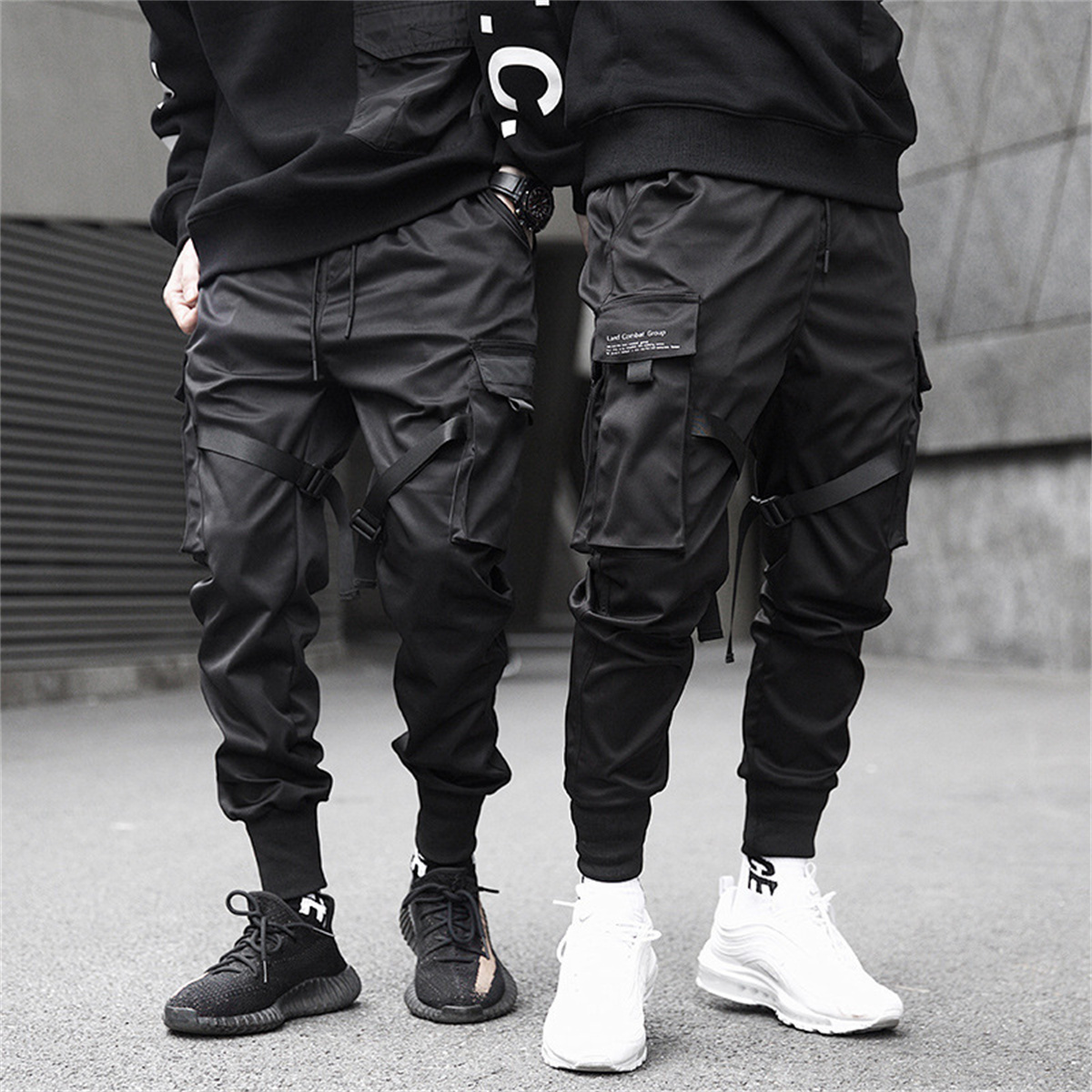 Celana kargo hitam Hip Hop, ce - Streetwear Brand Fashion ulasan dan harga