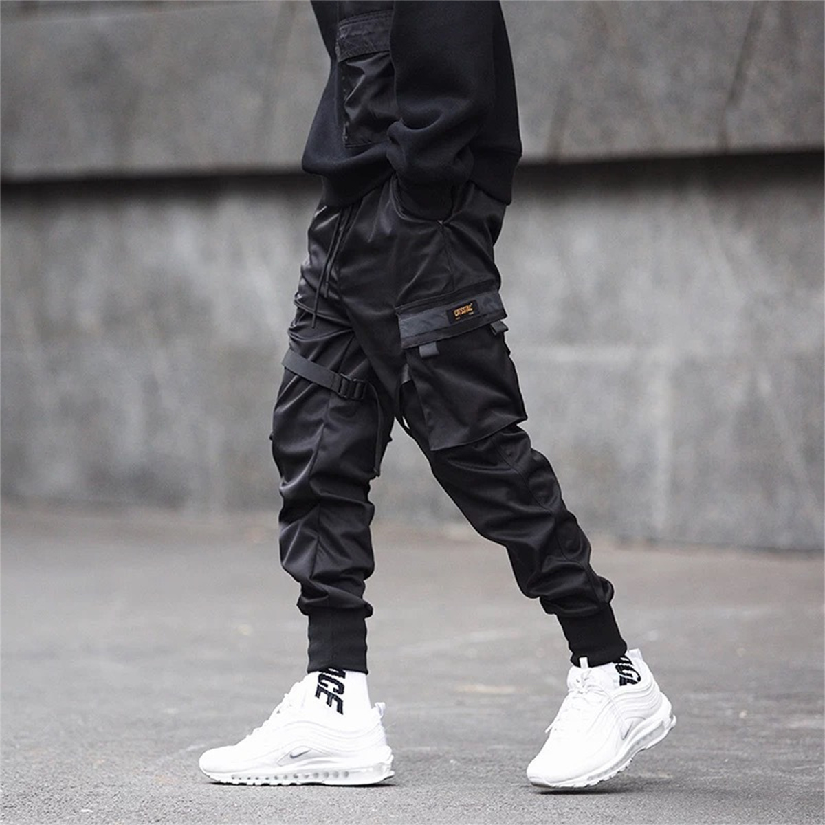 Celana kargo hitam Hip Hop, ce - Streetwear Brand Fashion ulasan dan harga